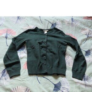dark green buttoned cardigan, H&M, XS, cotton